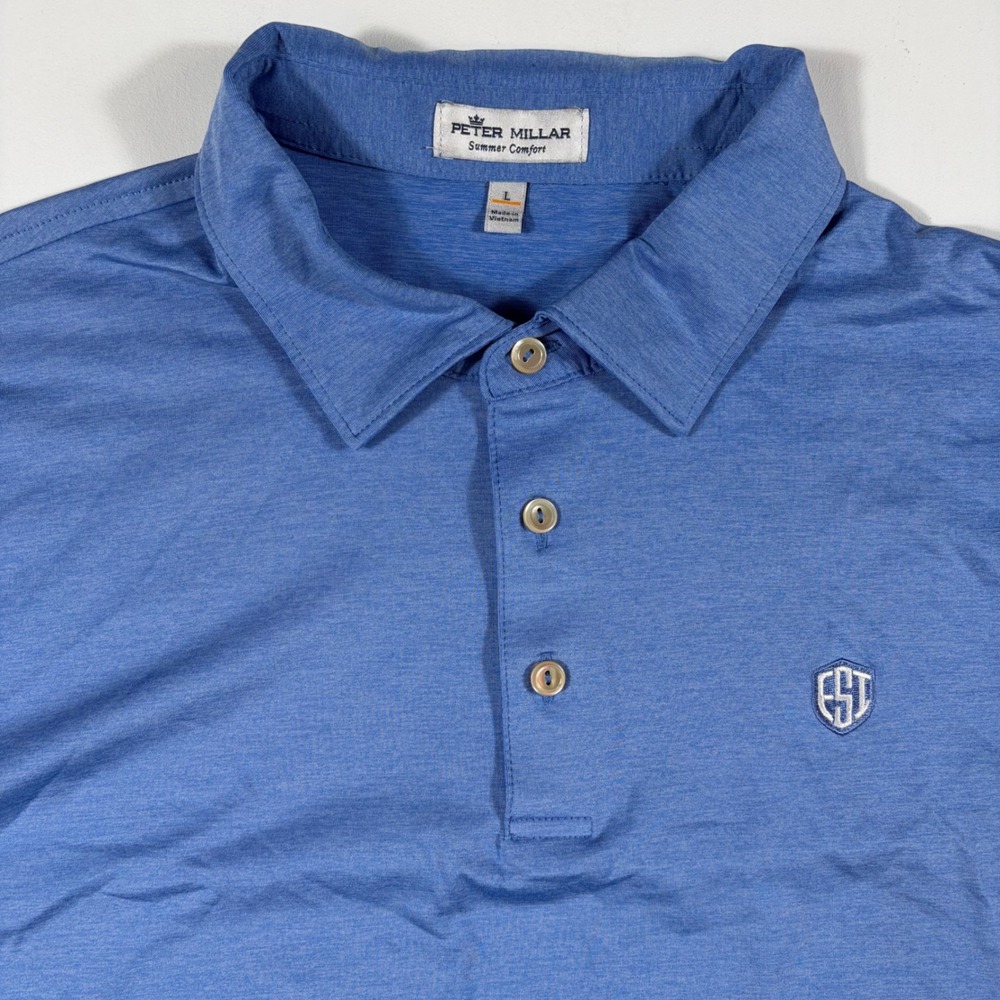 Peter Millar Summer Comfort Polo Shirt Mens Large Stretch Blue